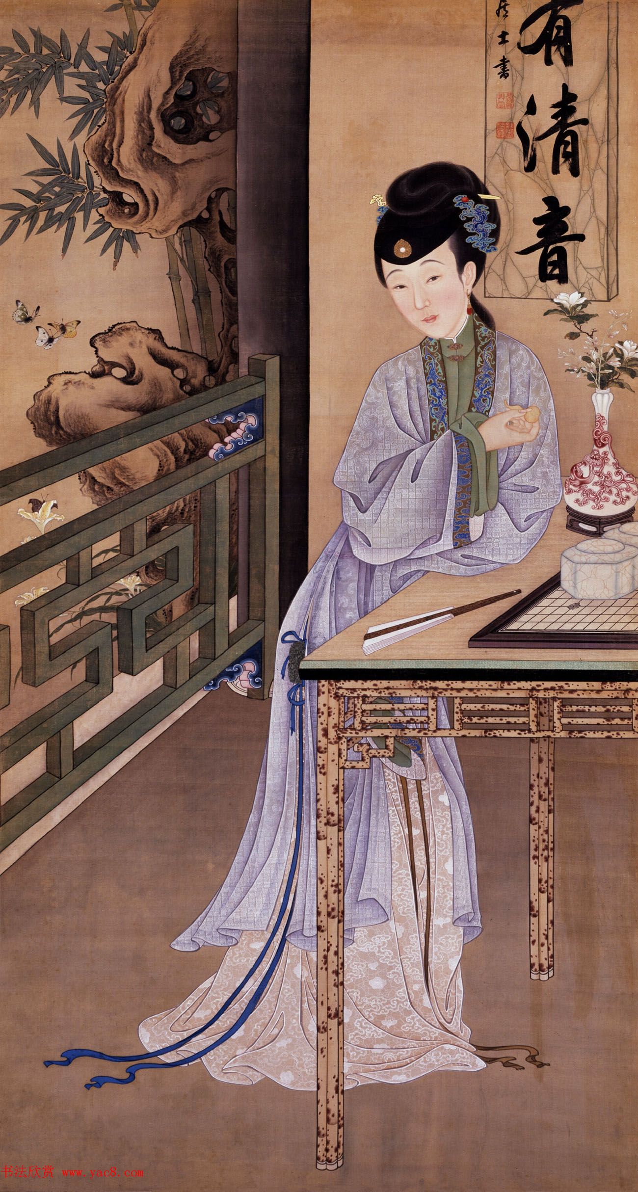 清初宫廷工笔重彩人物画《十二美人图》