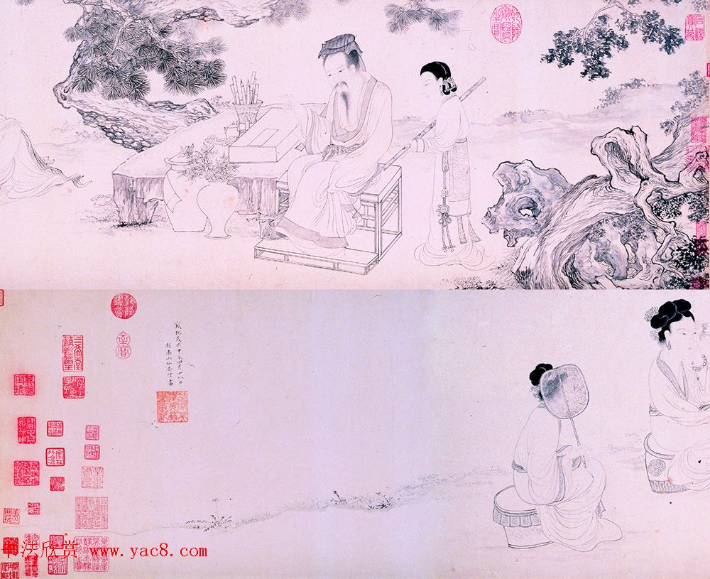 明代吴伟26岁画《铁笛图卷》吴湖帆题跋