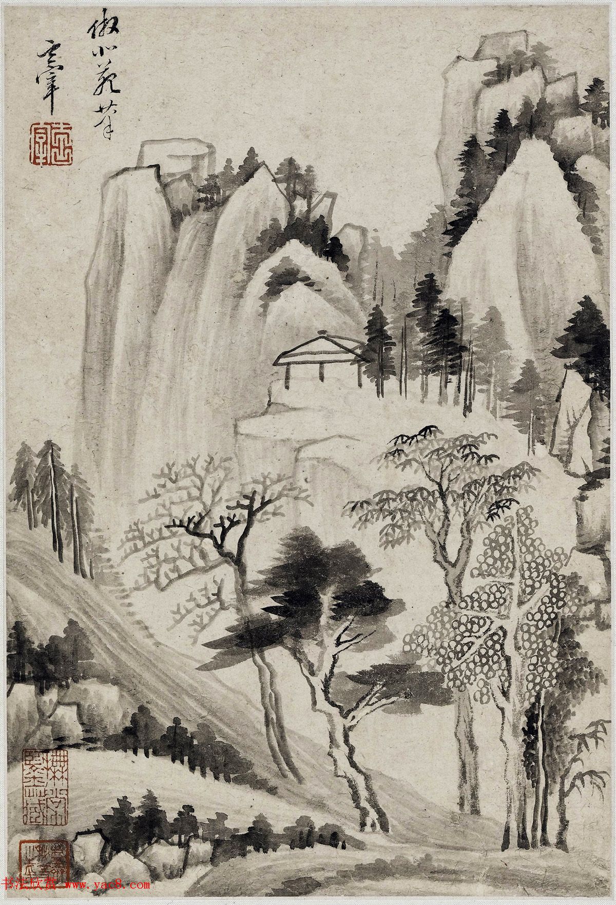 董其昌书画对题仿古山水图册（六开）