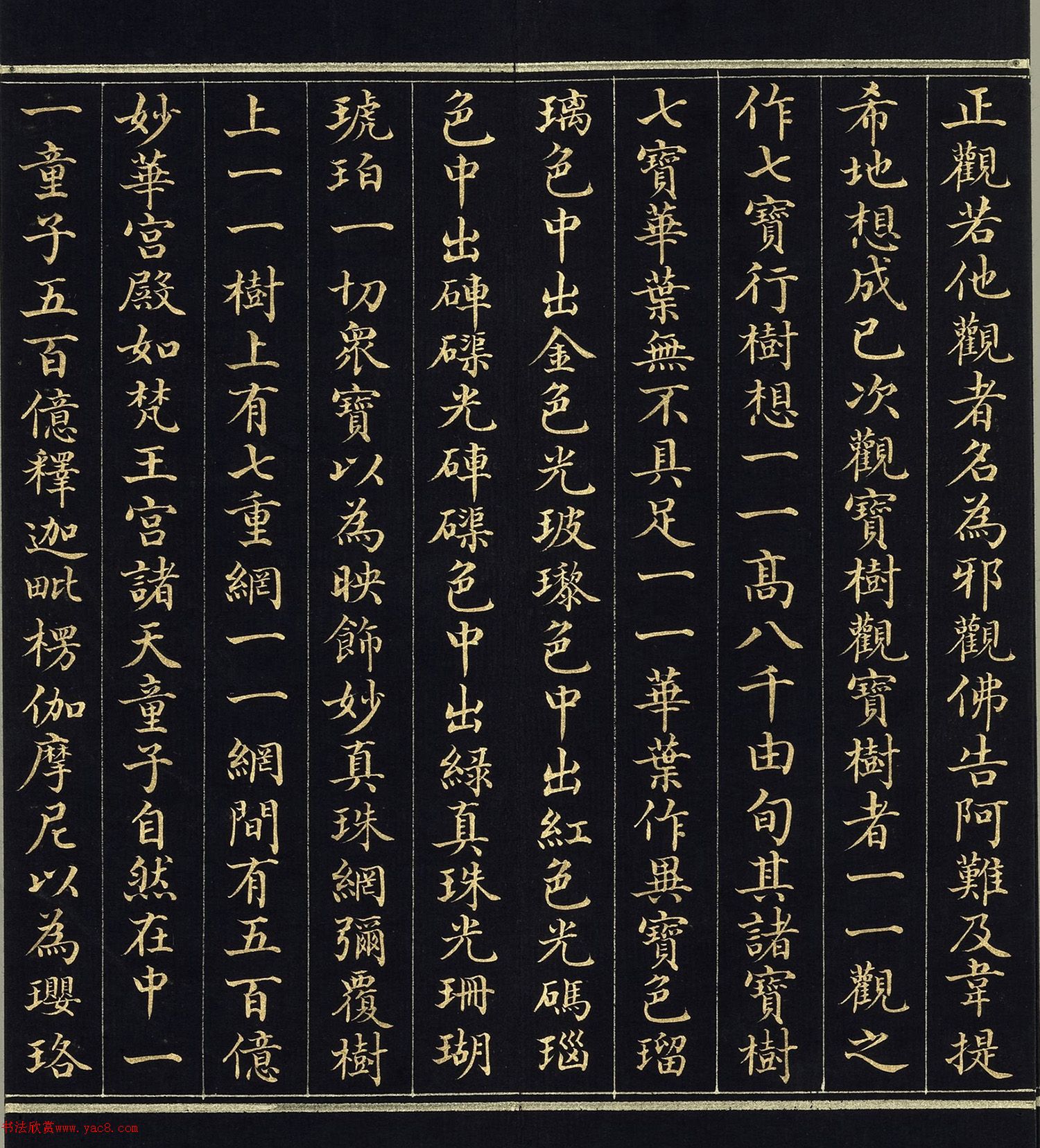 金字楷书《佛说观无量寿佛经》册