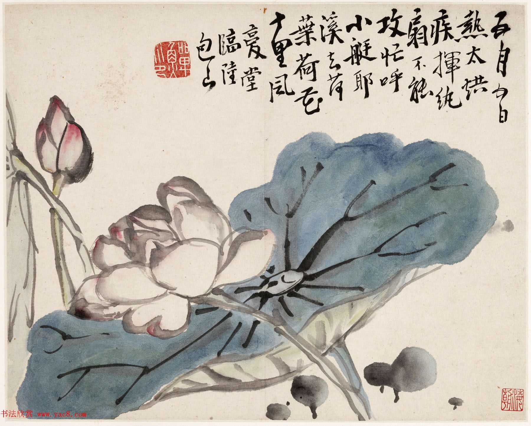 清代李鱓字画花果册页欣赏复堂墨妙3