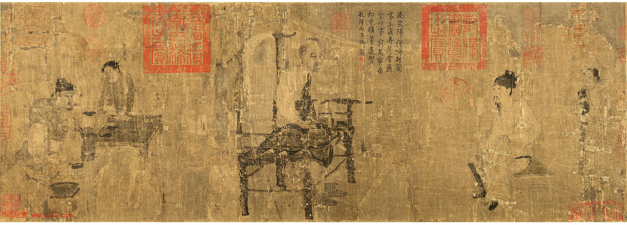 唐代画家阎立本绘《萧翼赚兰亭序》