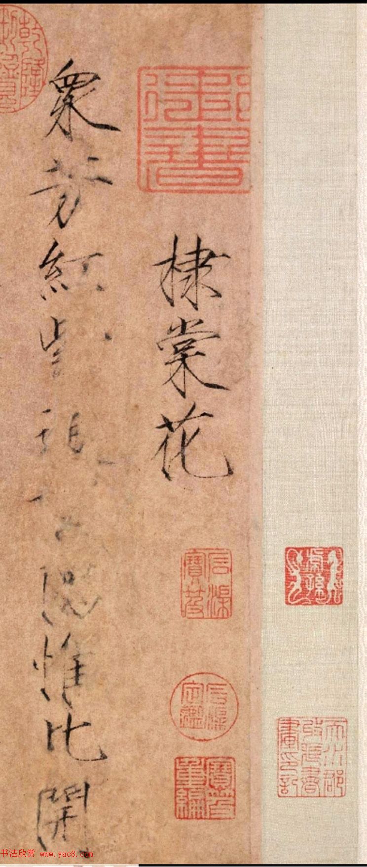 宋徽宗赵佶瘦金书《棣棠花》+《笋石》